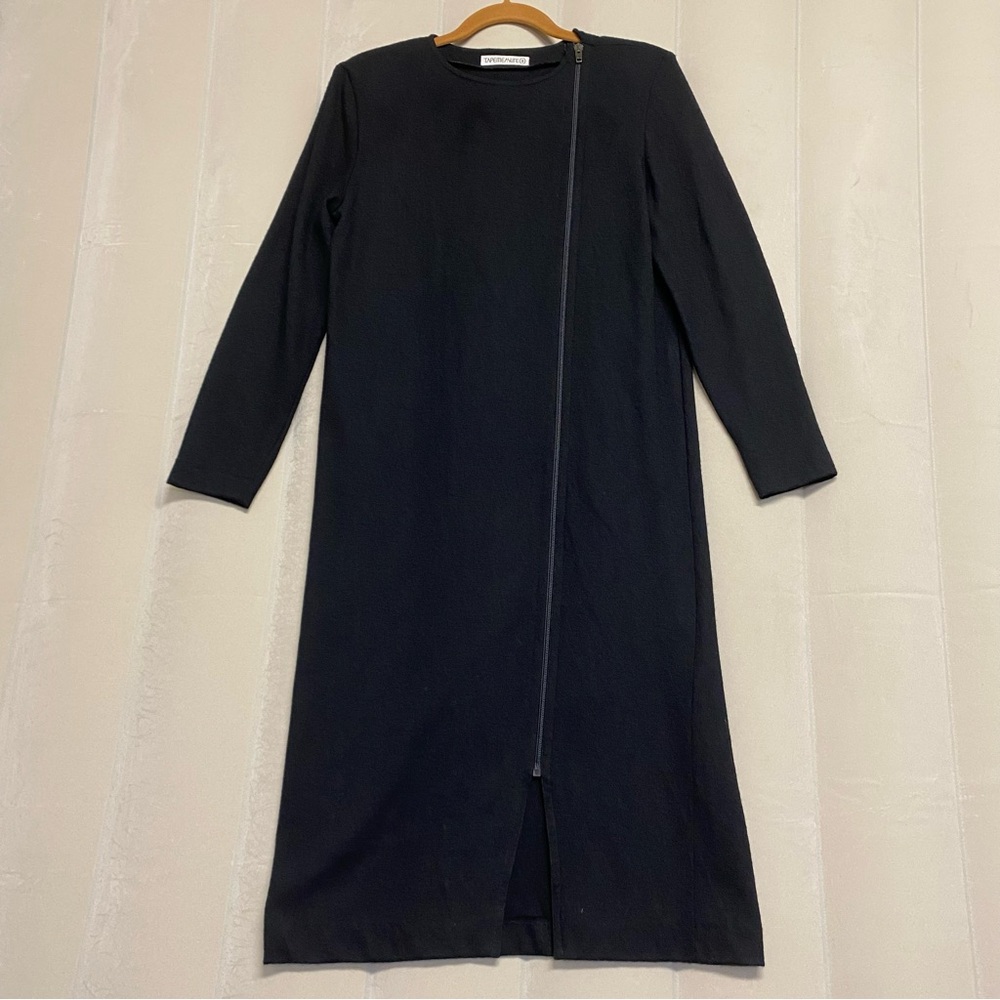 Vintage Tapemeasure Women’s Wool Dress Size 8 Midi Zip Front Whimsigoth Grunge